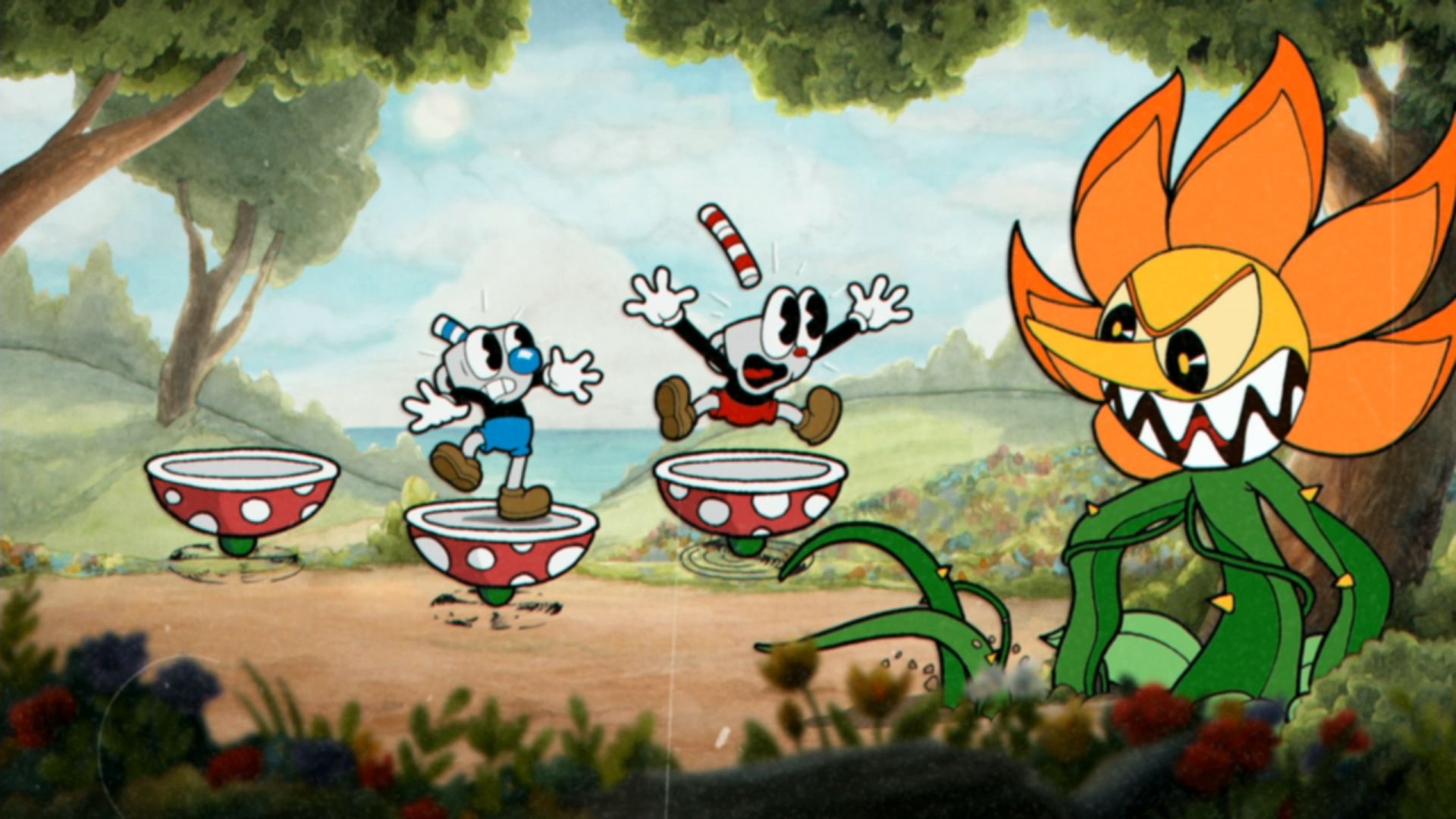 Скриншот геймплея Cuphead