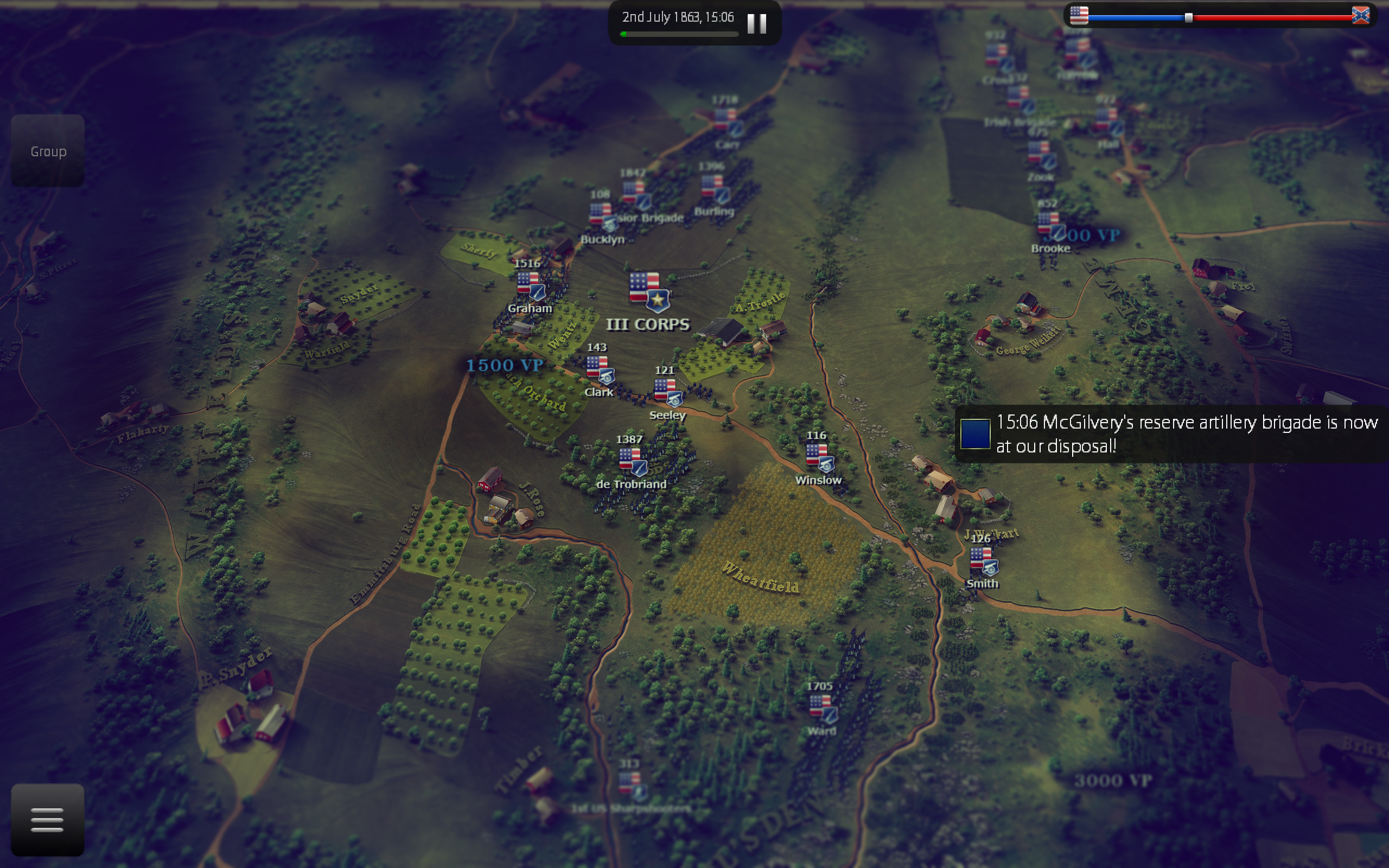 Скриншот игрового процесса Ultimate General Gettysburg