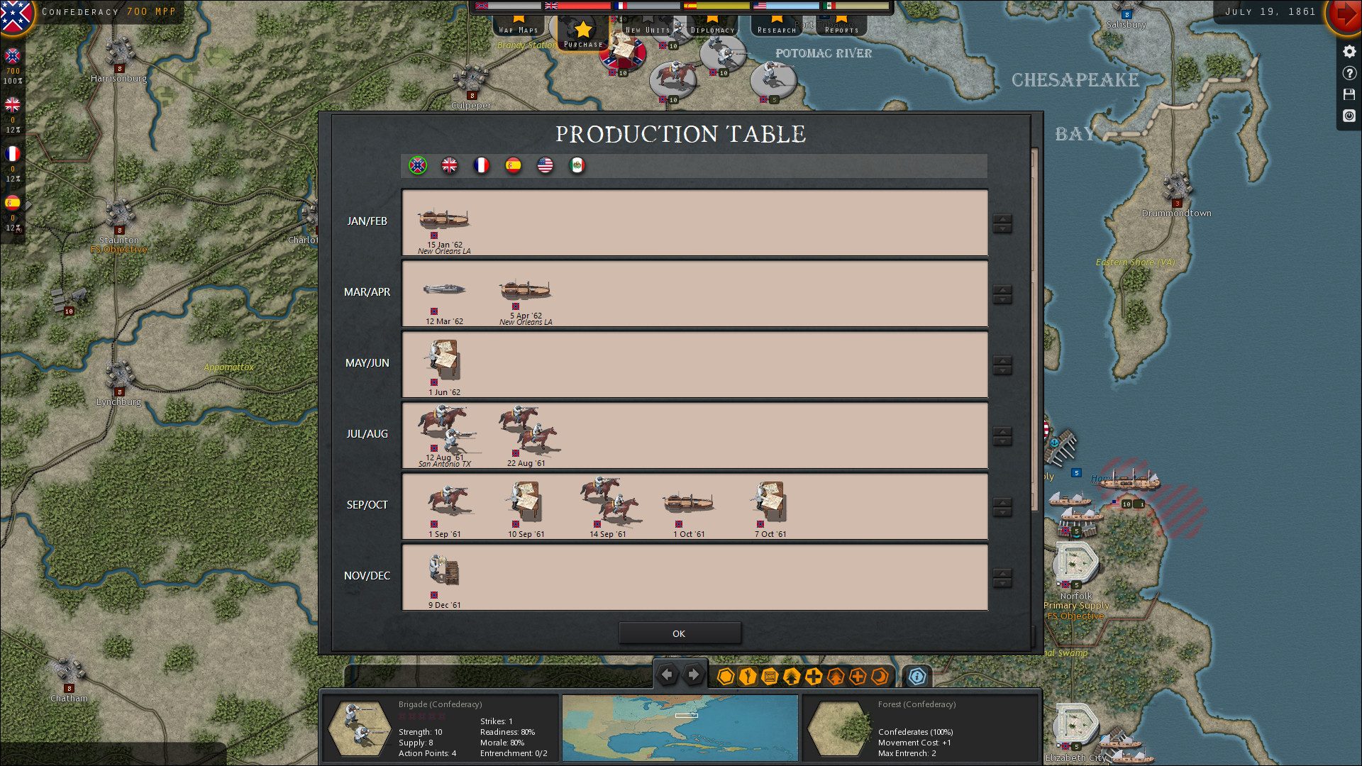 Скриншот игрового процесса Strategic Command American Civil War