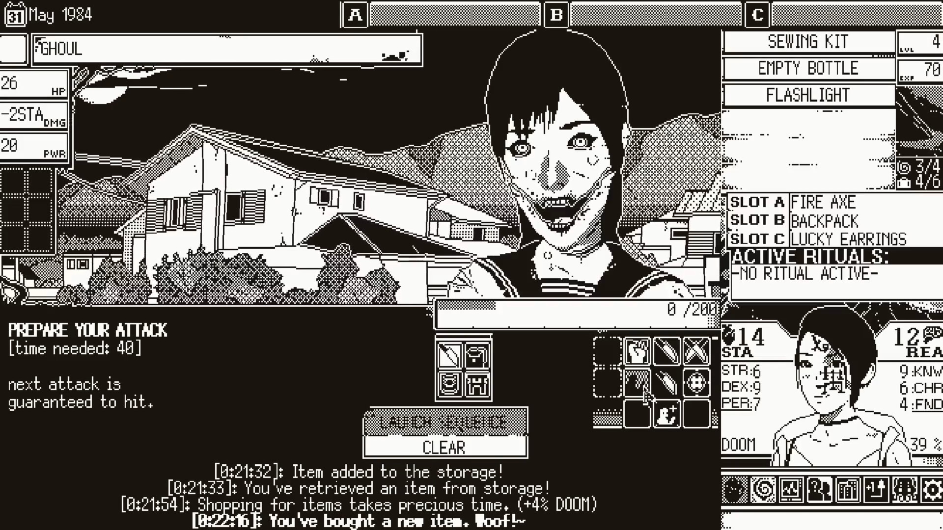 Скриншот игрового процесса WORLD OF HORROR