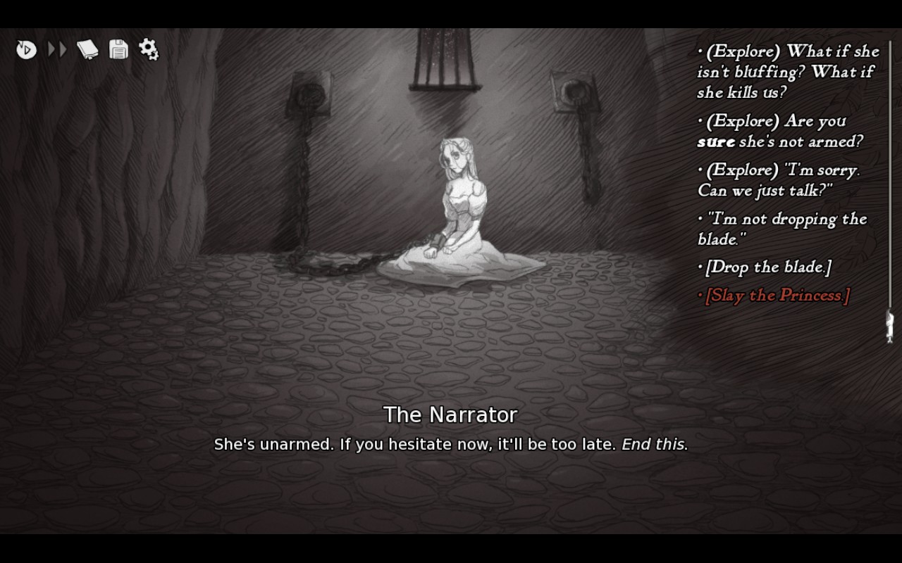 Скриншот игрового процесса Slay the Princess
