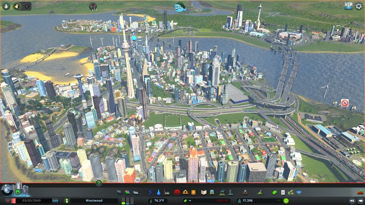 Развитый город в Cities: Skylines