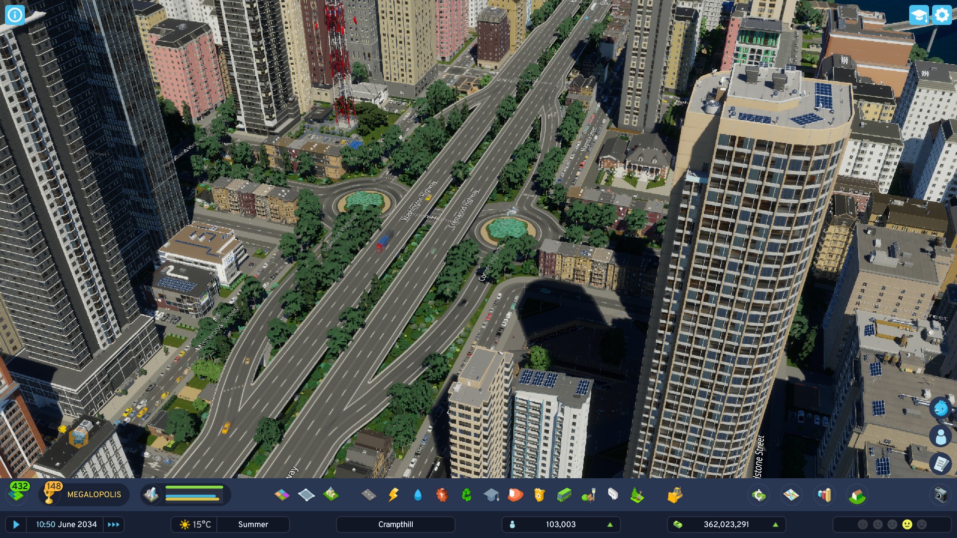Улицы и высотные здания в Cities: Skylines II