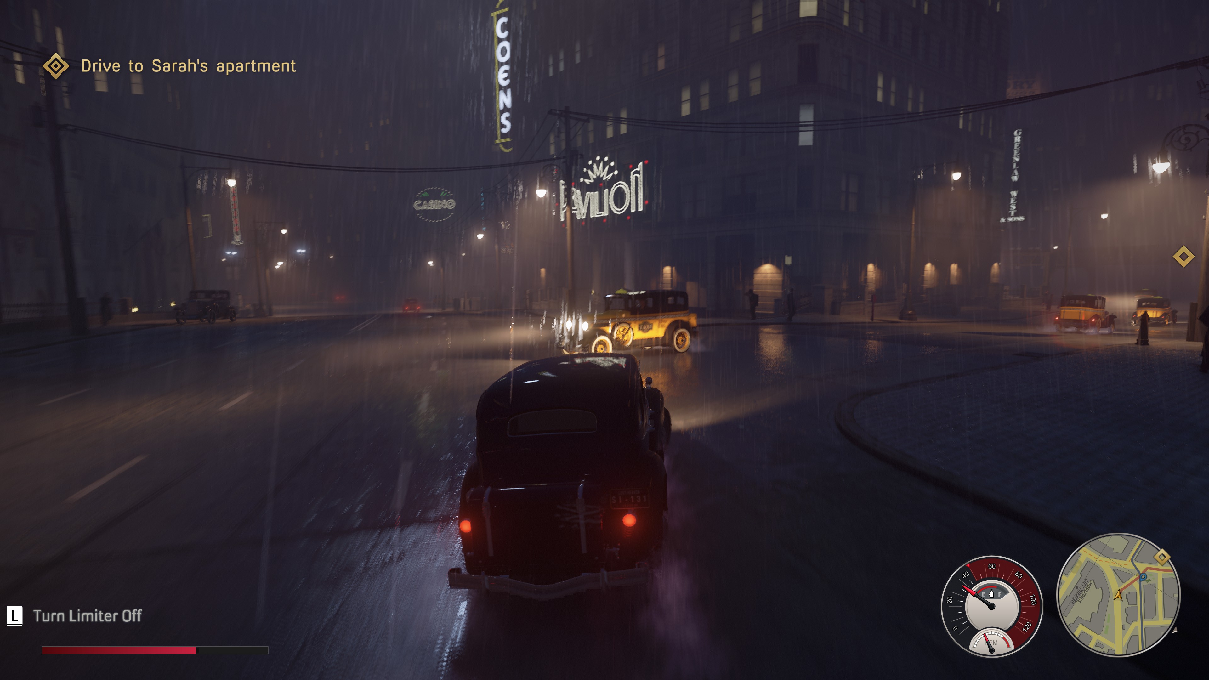 Поездка по ночному городу в Mafia: Definitive Edition