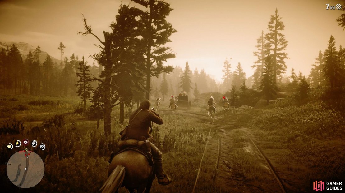 Артур Морган преследует противников верхом в Red Dead Redemption 2