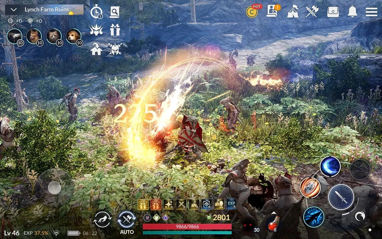Игровой процесс Black Desert Mobile: бой в лесной локации