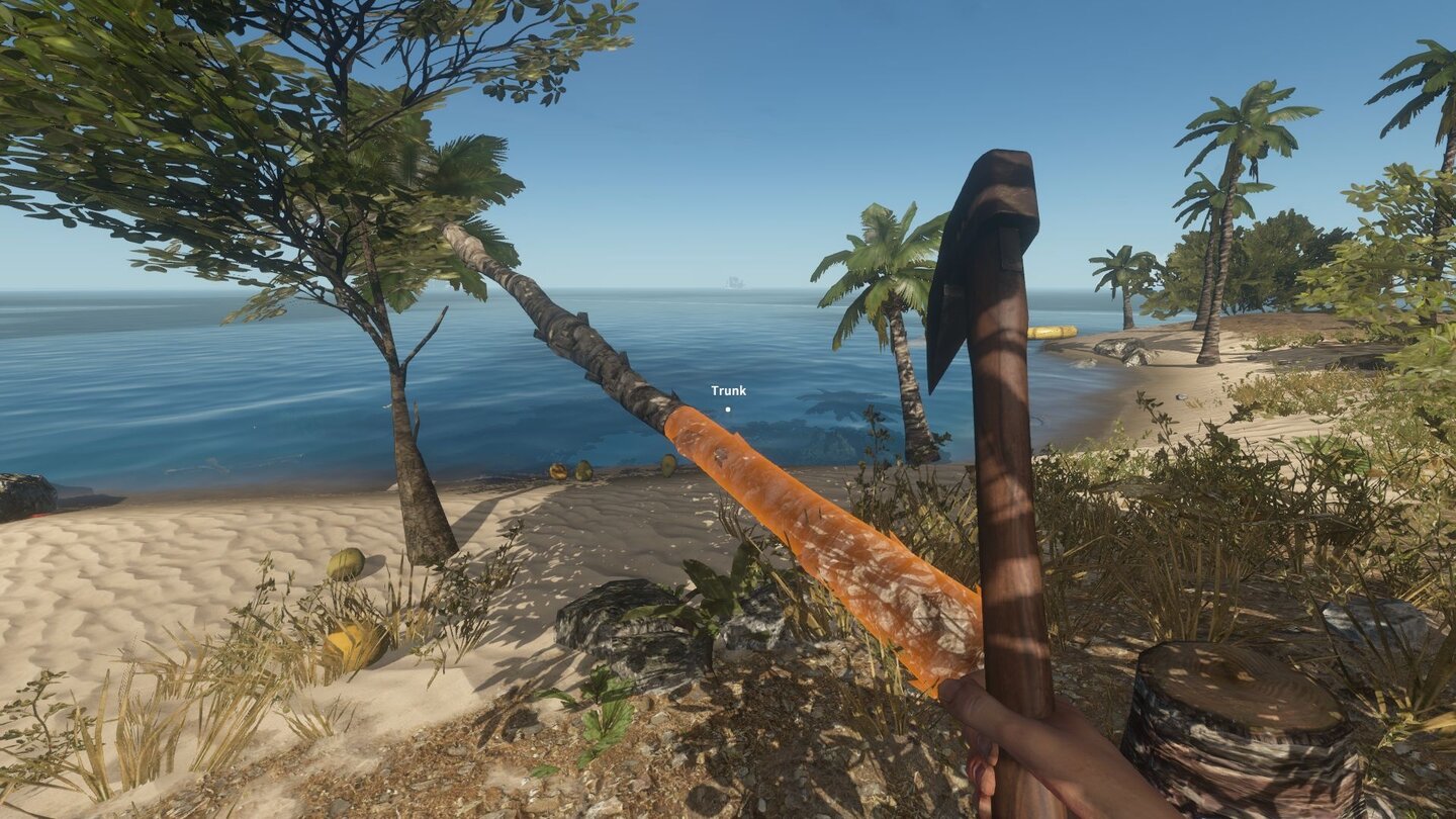 Добыча древесины на острове в Stranded Deep
