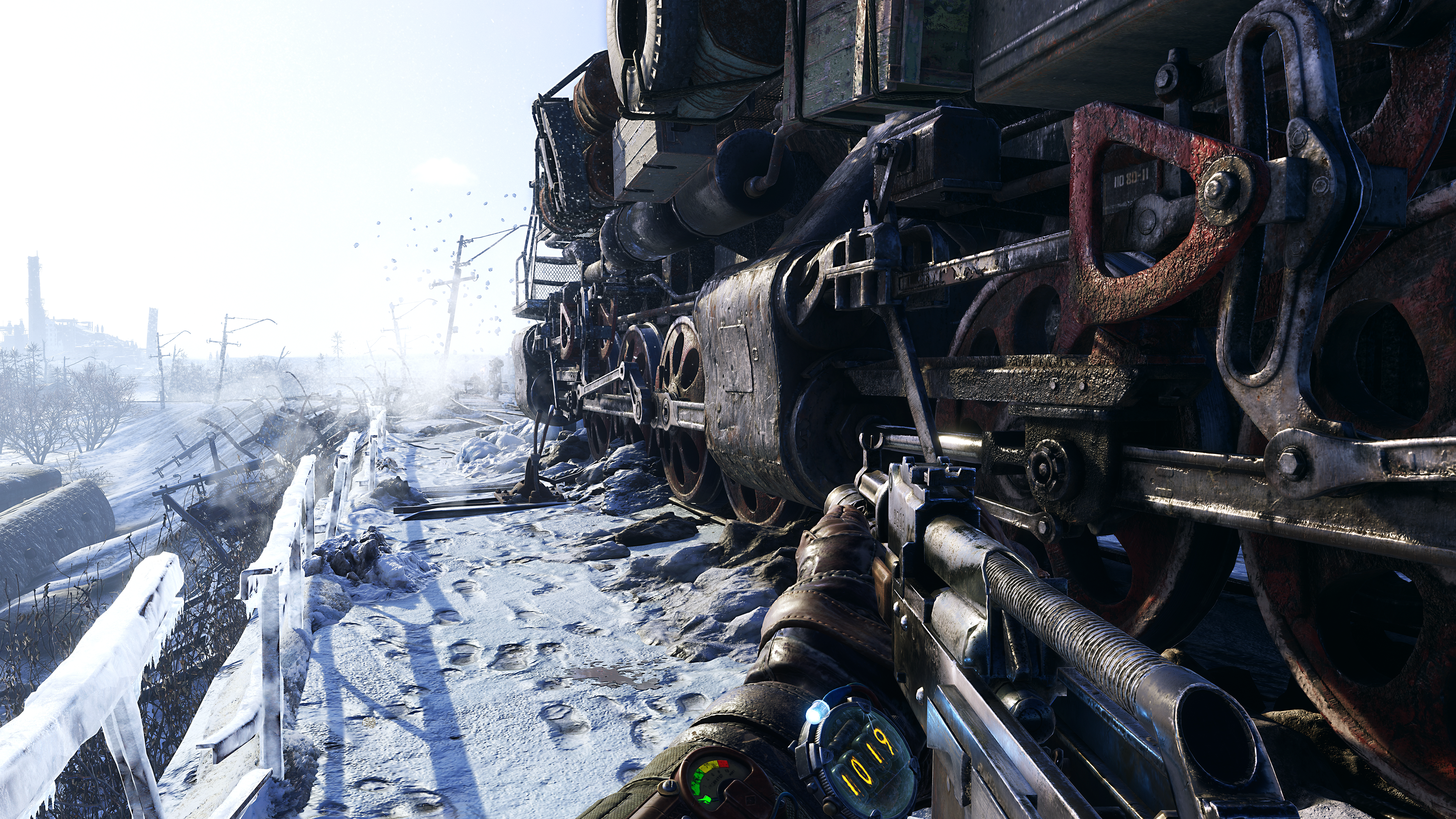 Игровой процесс Metro Exodus: поезд в заснеженной пустоши