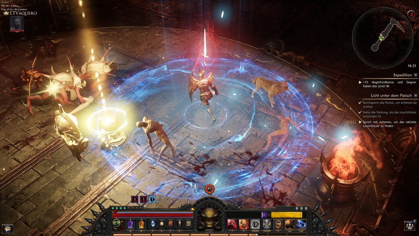 Игровой процесс Wolcen: Lords of Mayhem: воин сражается среди магических эффектов