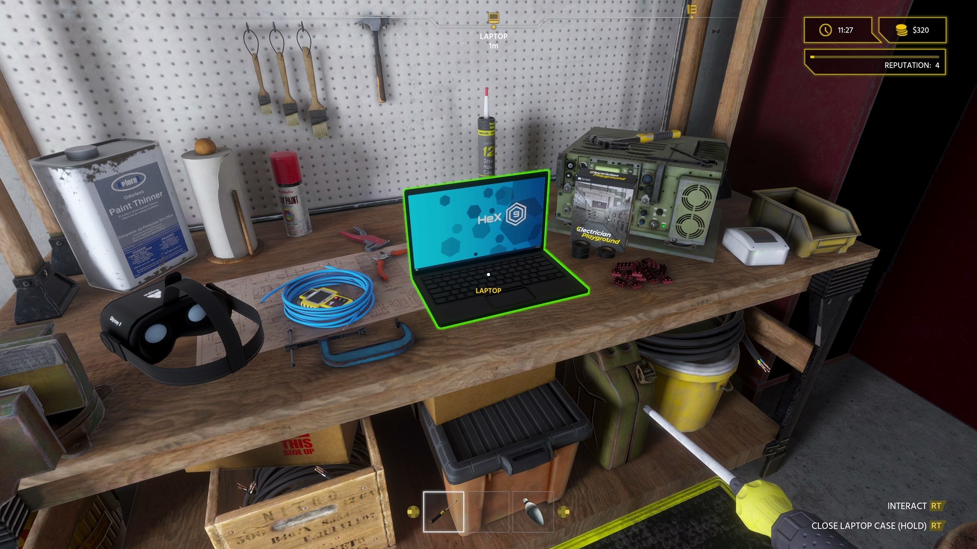Работа с устройством на верстаке в Electrician Simulator