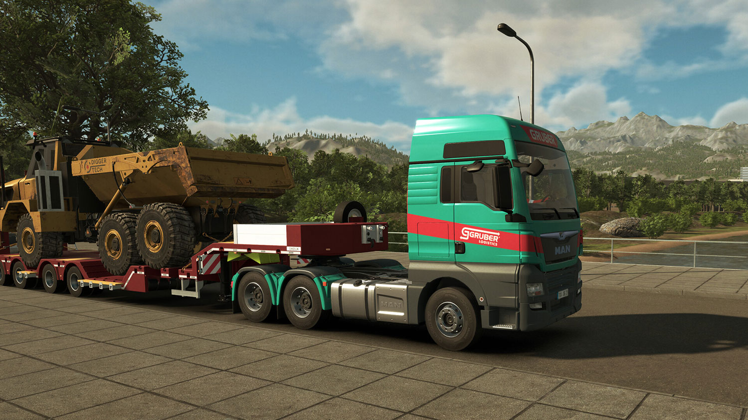 Heavy Cargo — тягач с тяжёлой строительной машиной на низкорамном прицепе