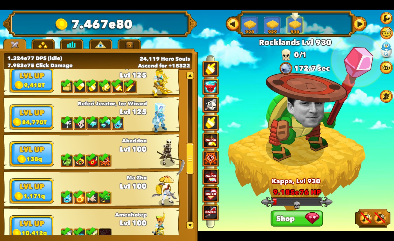 Игровой процесс Clicker Heroes
