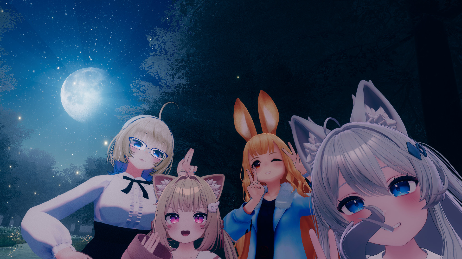 Компания аватаров в одном из миров VRChat
