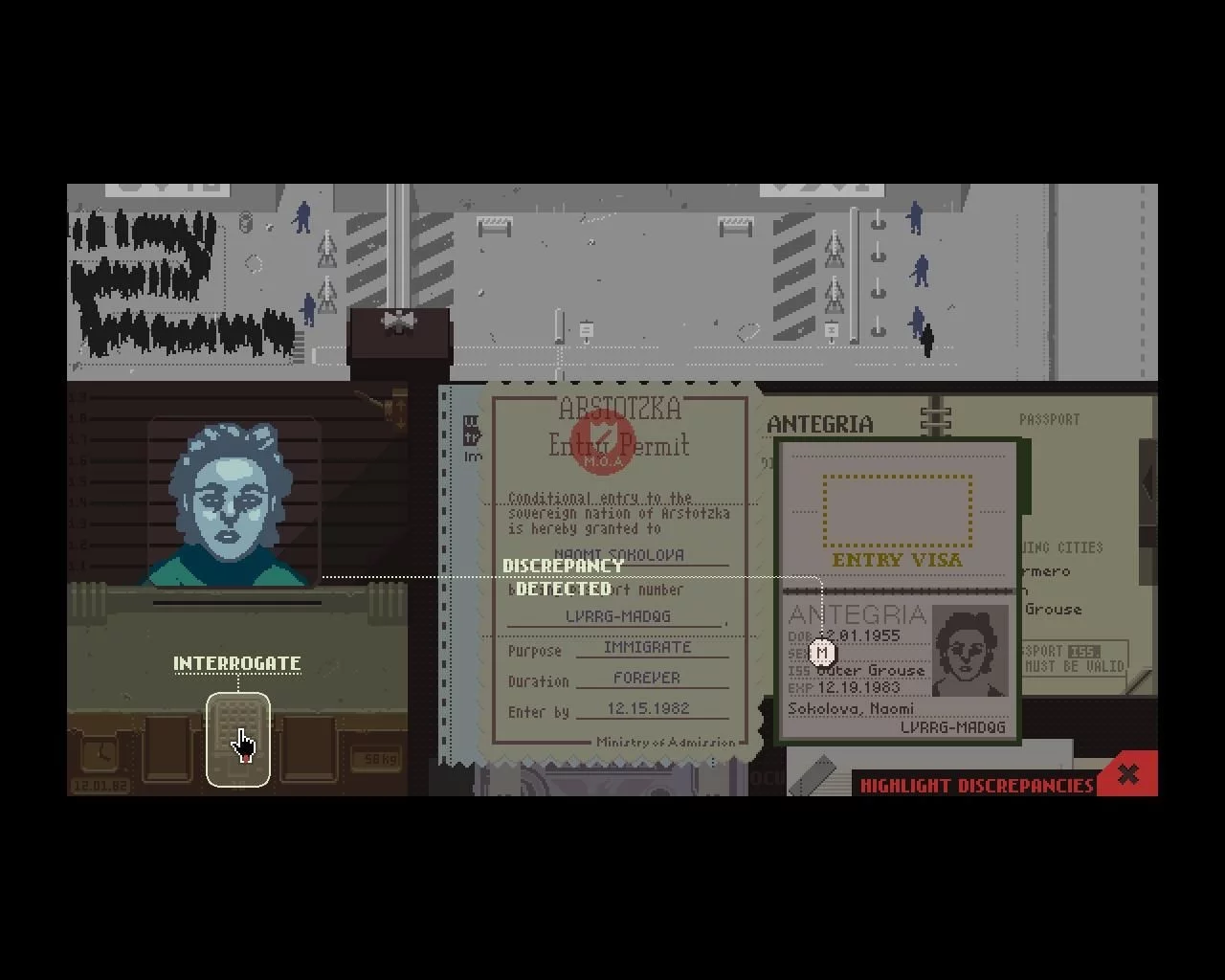 Papers, Please: проверка паспорта и разрешения на въезд на пограничном пункте