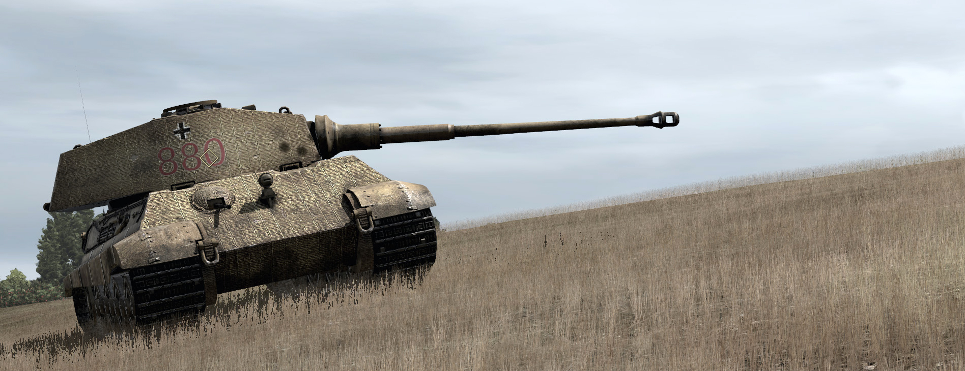 Геймплей Iron Front: Liberation 1944: тяжёлый танк в поле