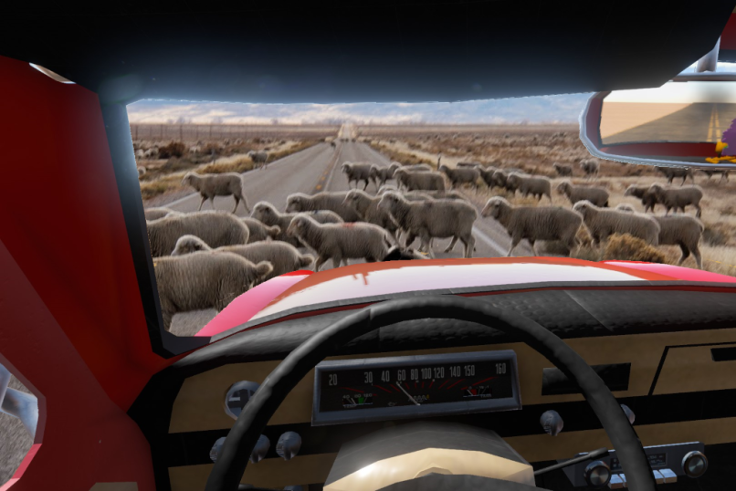 Вид из автомобиля на пустынную трассу в The Long Drive