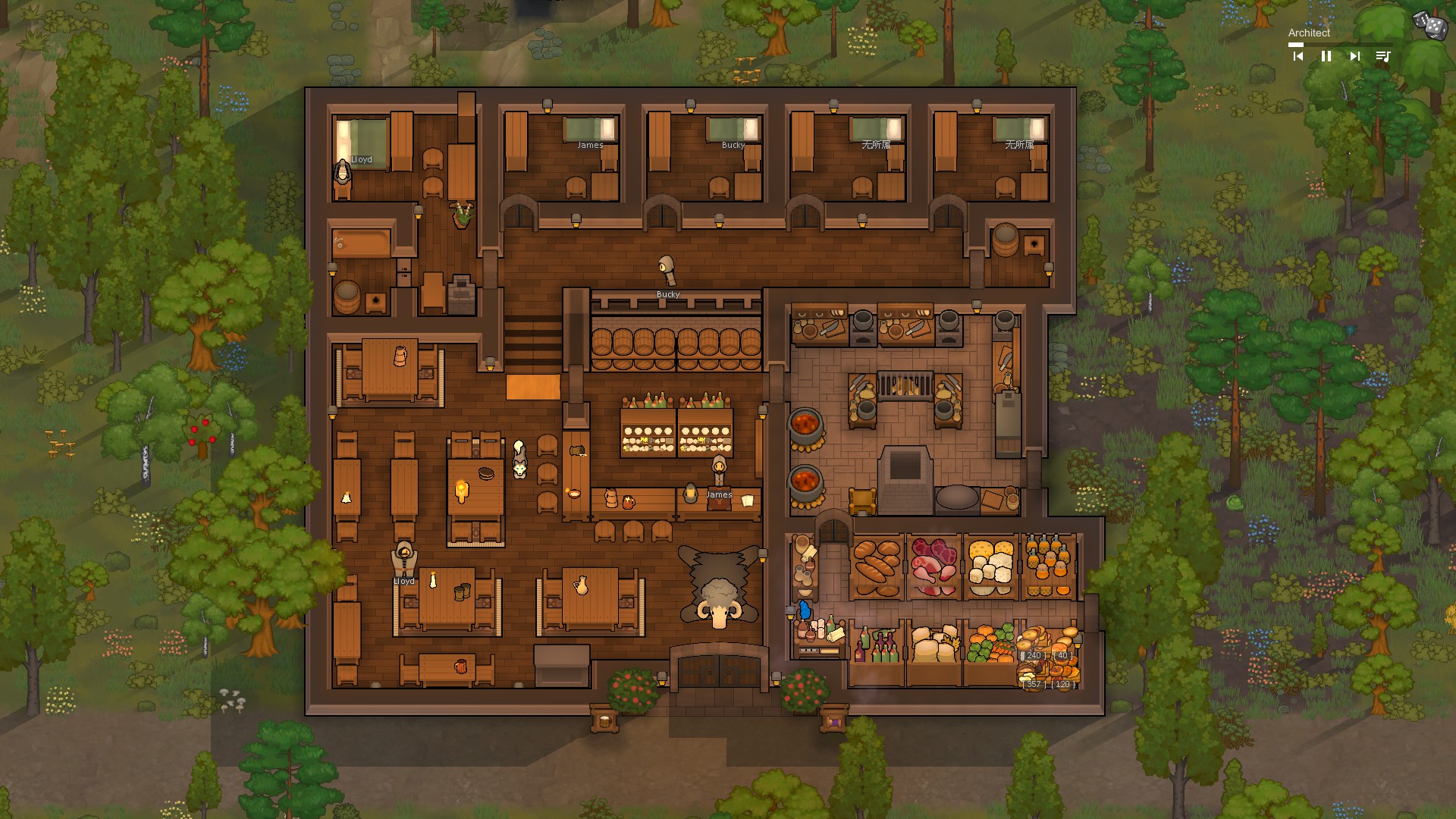 Геймплей RimWorld — жилая база колонистов среди леса