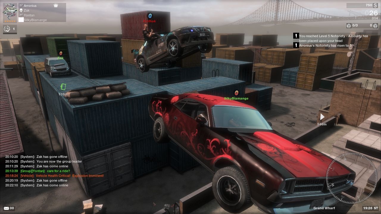 Геймплей APB Reloaded: автомобили игроков в портовом районе