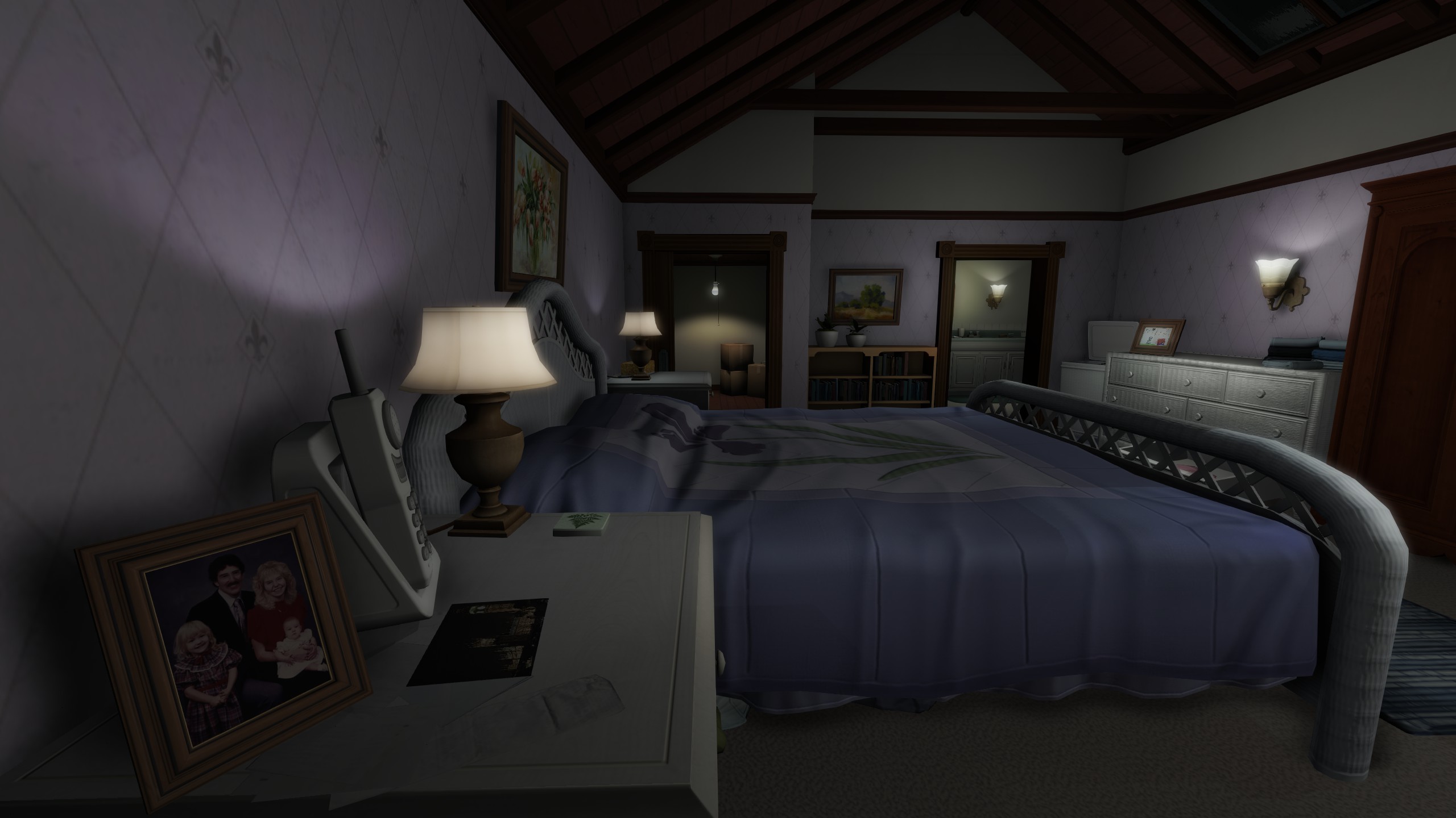 Скриншот Gone Home: спальня в опустевшем семейном доме