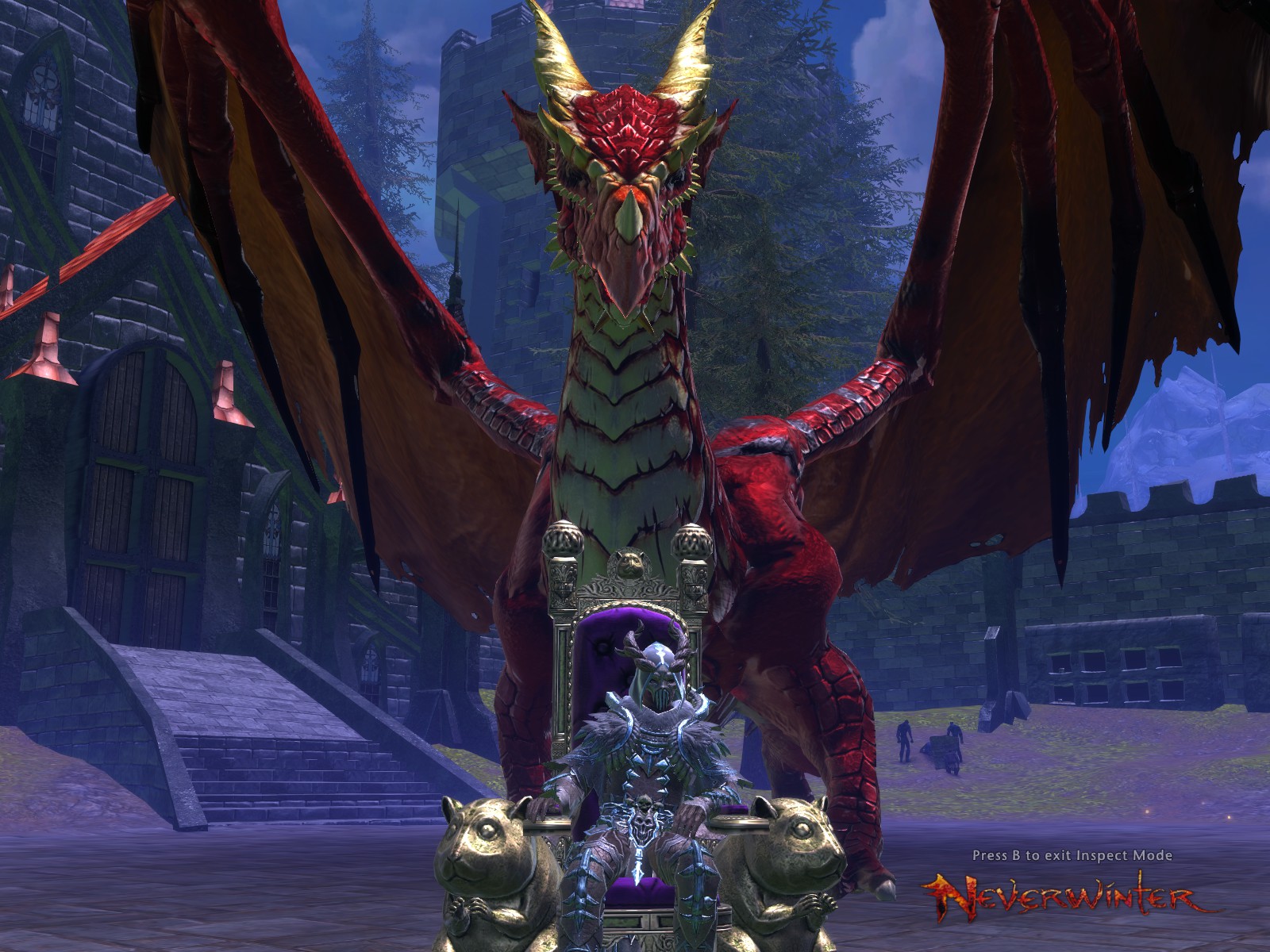 Персонаж и дракон в игровом мире Neverwinter