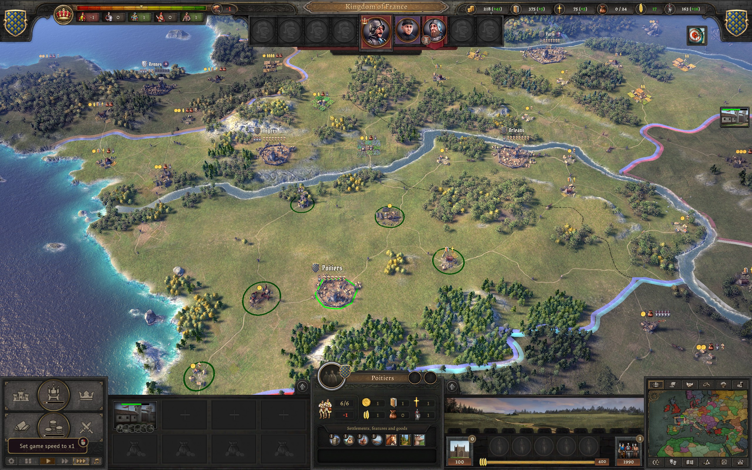 Города и территории на карте Knights of Honor II: Sovereign