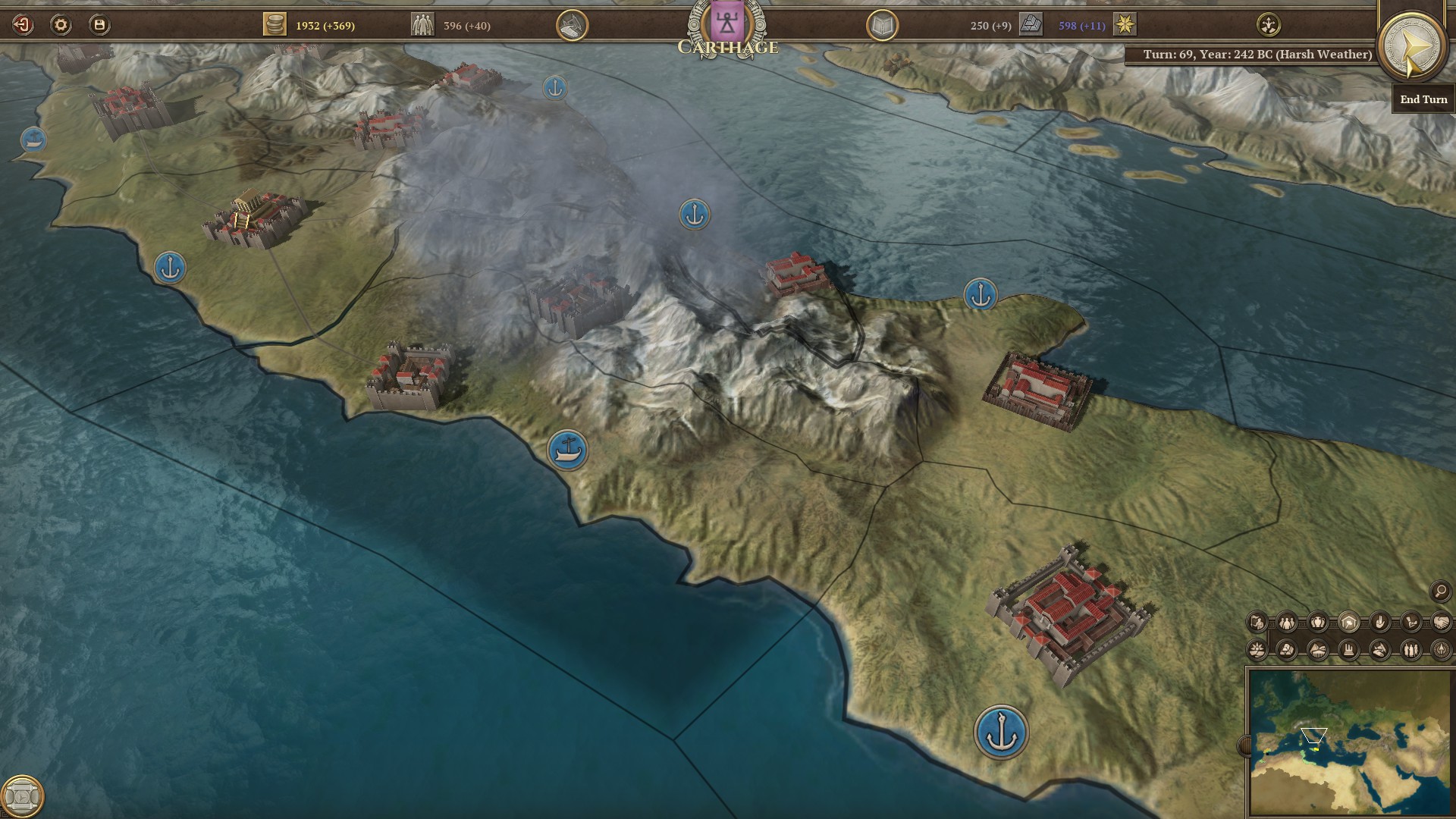 Игровой процесс Field of Glory: Empires — провинции и армии на карте