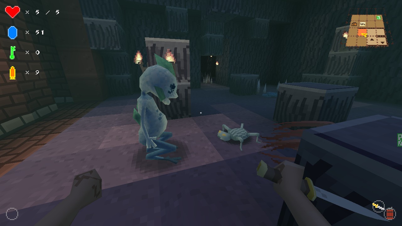 Геймплей Eldritch: встреча с существами в каменном лабиринте