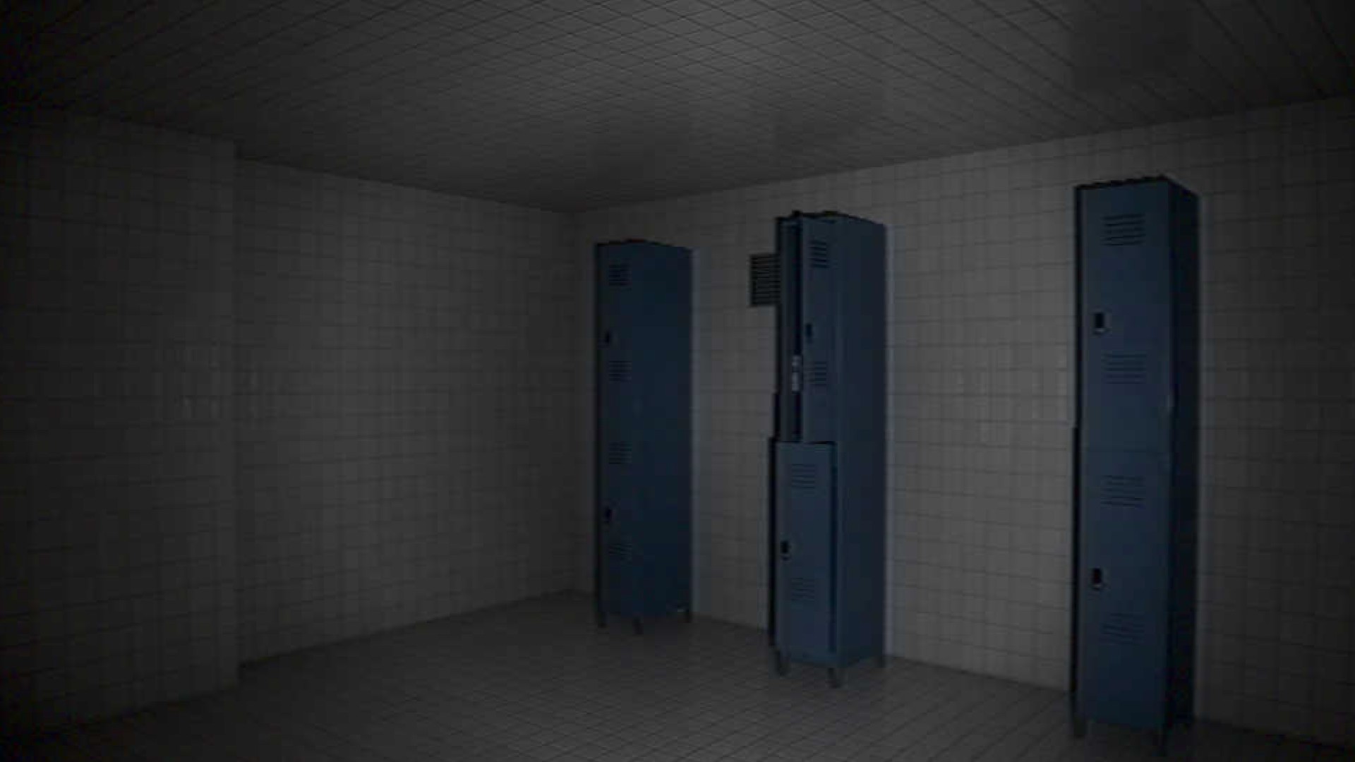 Геймплей Backrooms: Lost Tape: пустое помещение с металлическими шкафчиками