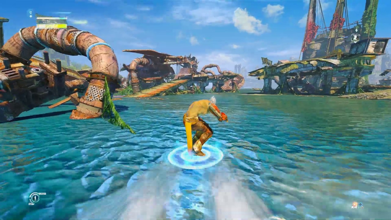 Enslaved Odyssey to the West — главный герой перемещается по затопленным руинам