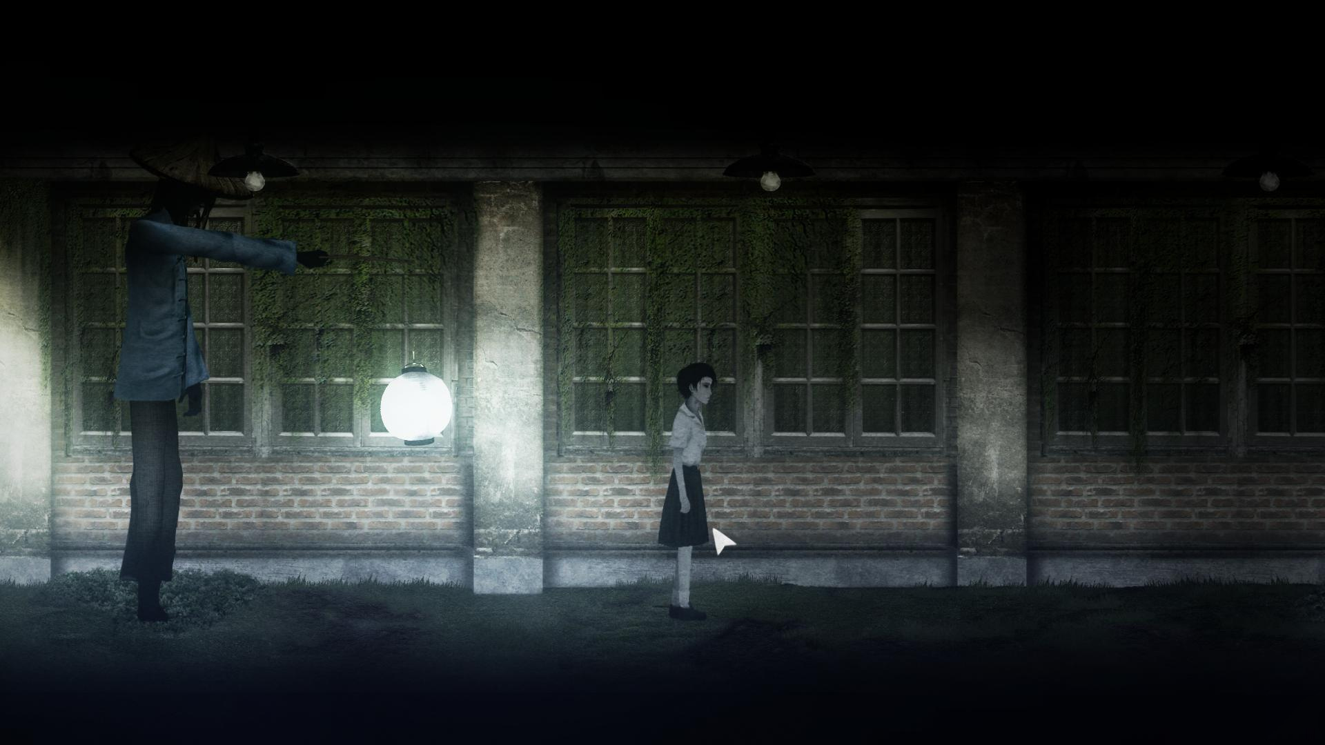 Игровой процесс Detention: школьница в коридоре рядом с призрачным существом