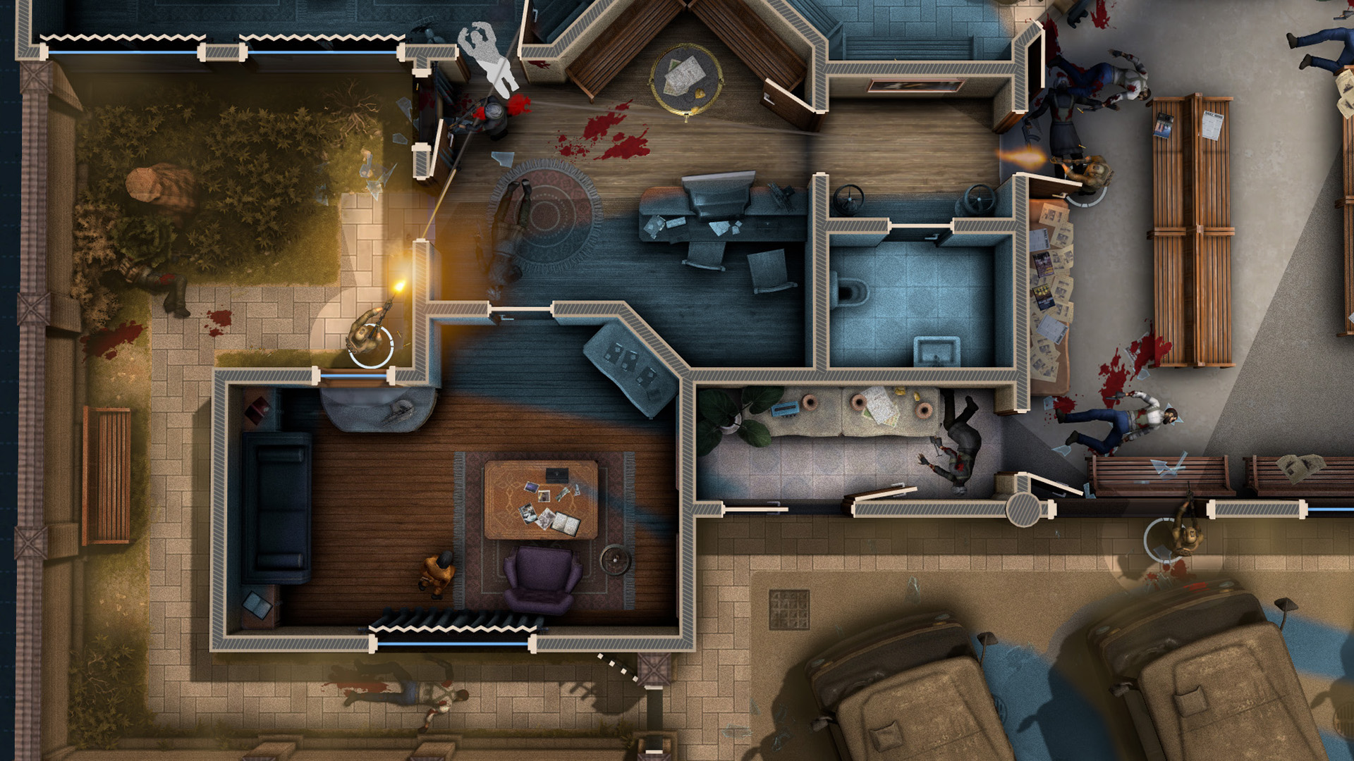 Игровой процесс Door Kickers 2 — согласованный штурм здания несколькими бойцами