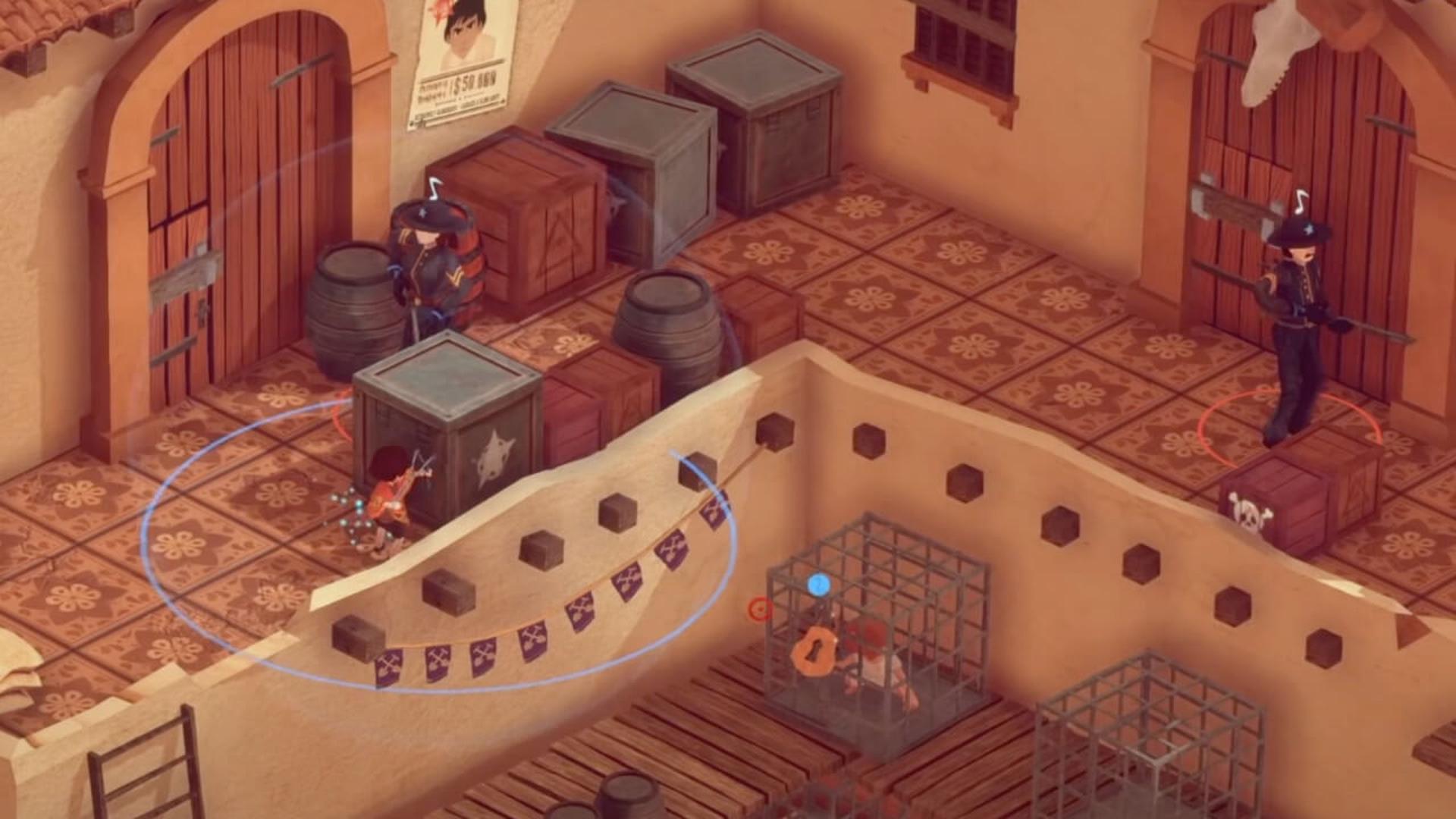 Игровой процесс El Hijo — A Wild West Tale — мальчик прячется от охранников в здании