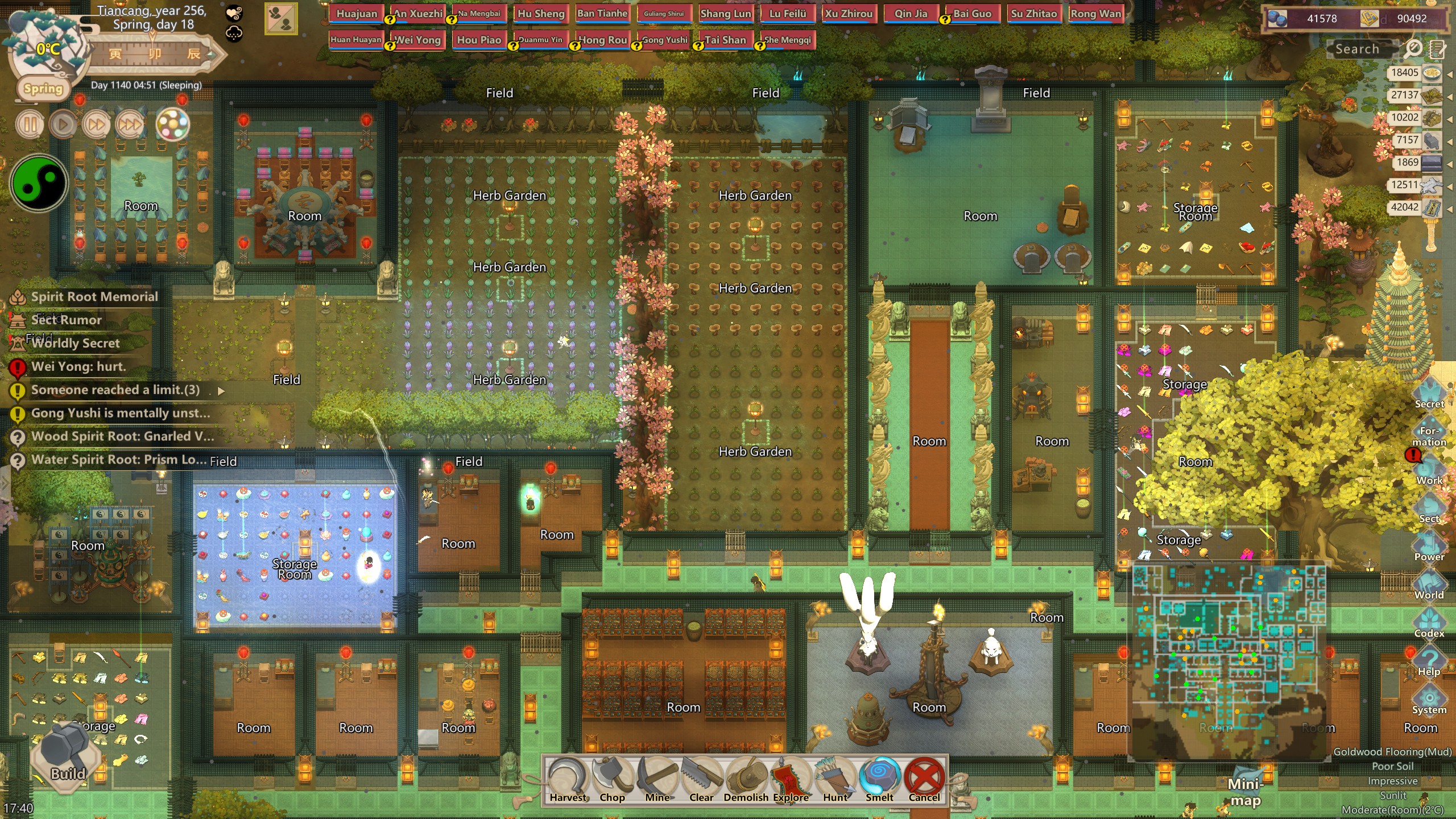 Сады, склады и помещения школы совершенствования в Amazing Cultivation Simulator