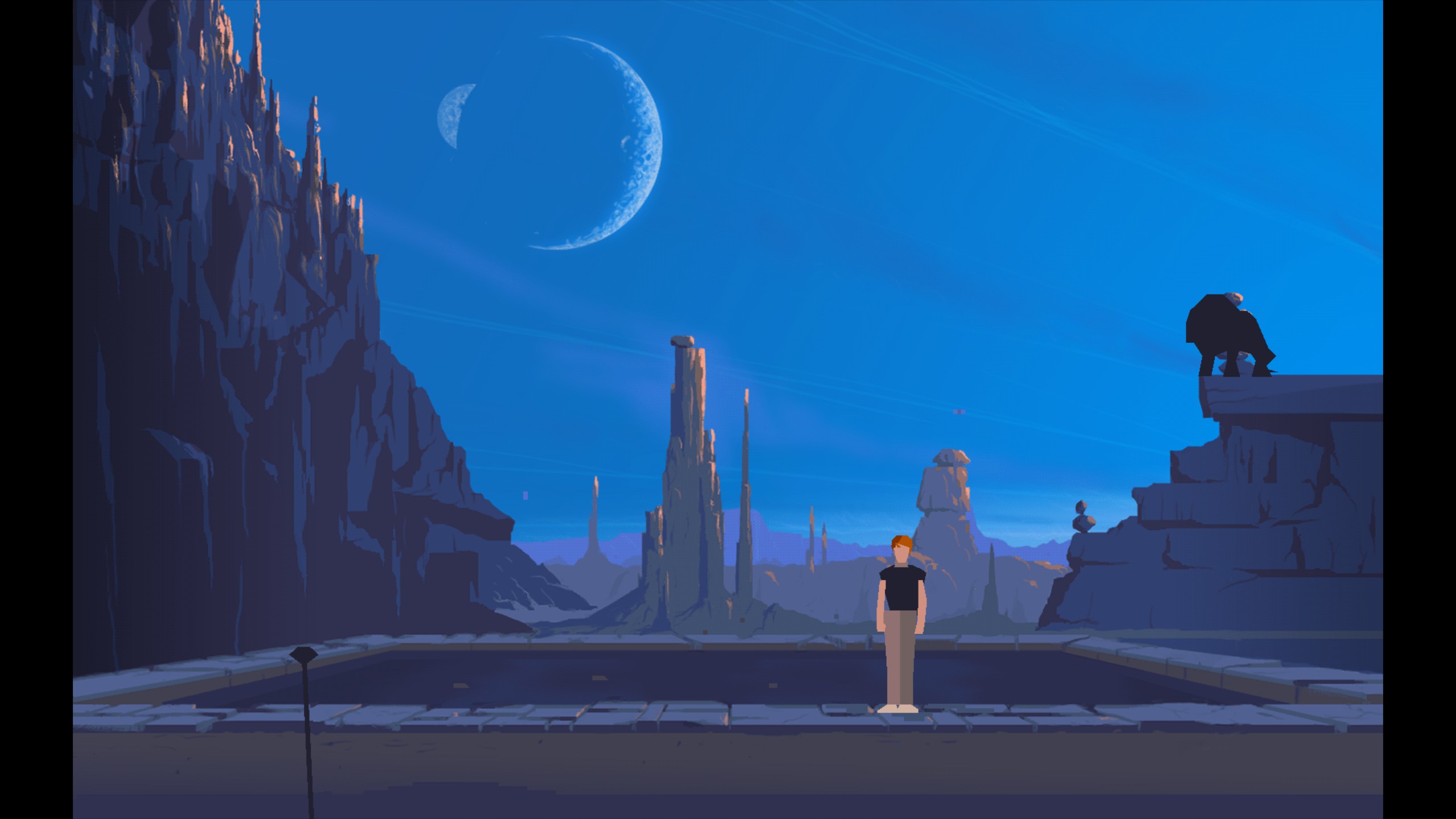 Игровой процесс Another World: Лестер на поверхности враждебной планеты