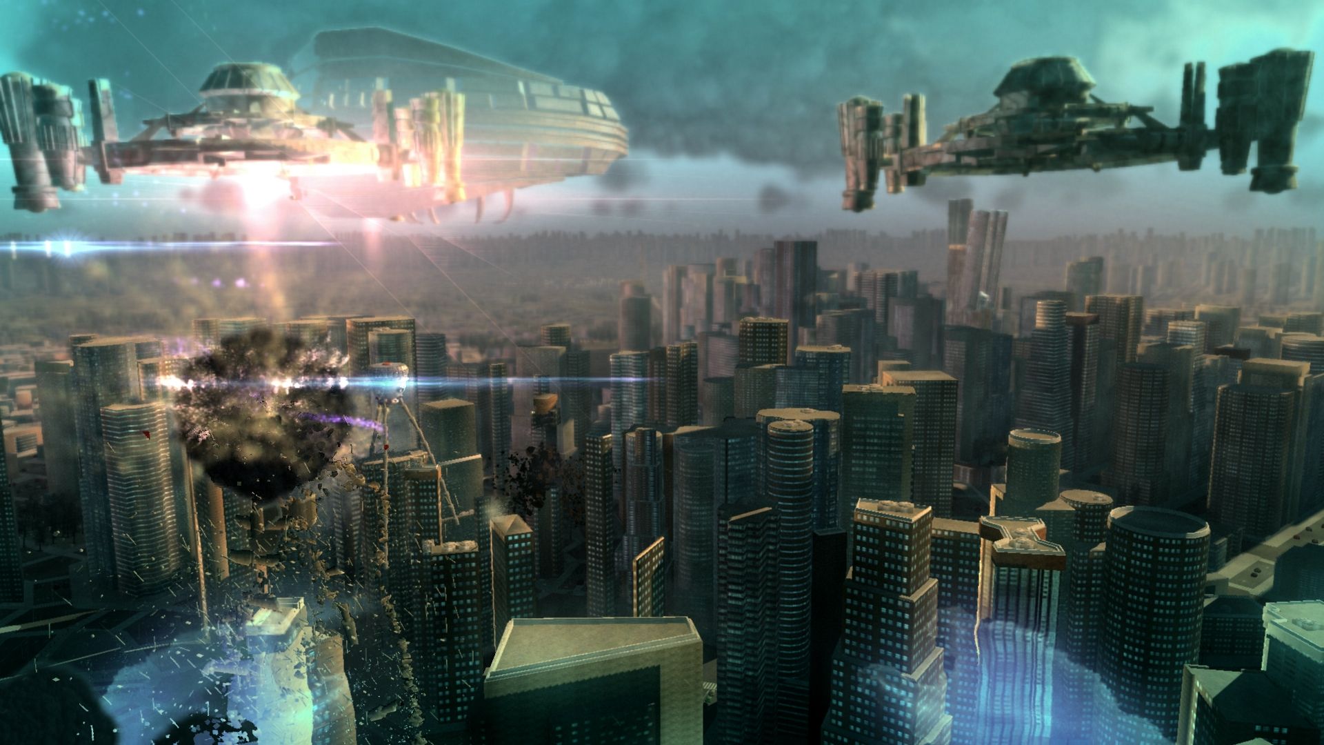 Игровой процесс Megaton Rainfall: атака инопланетных машин на город