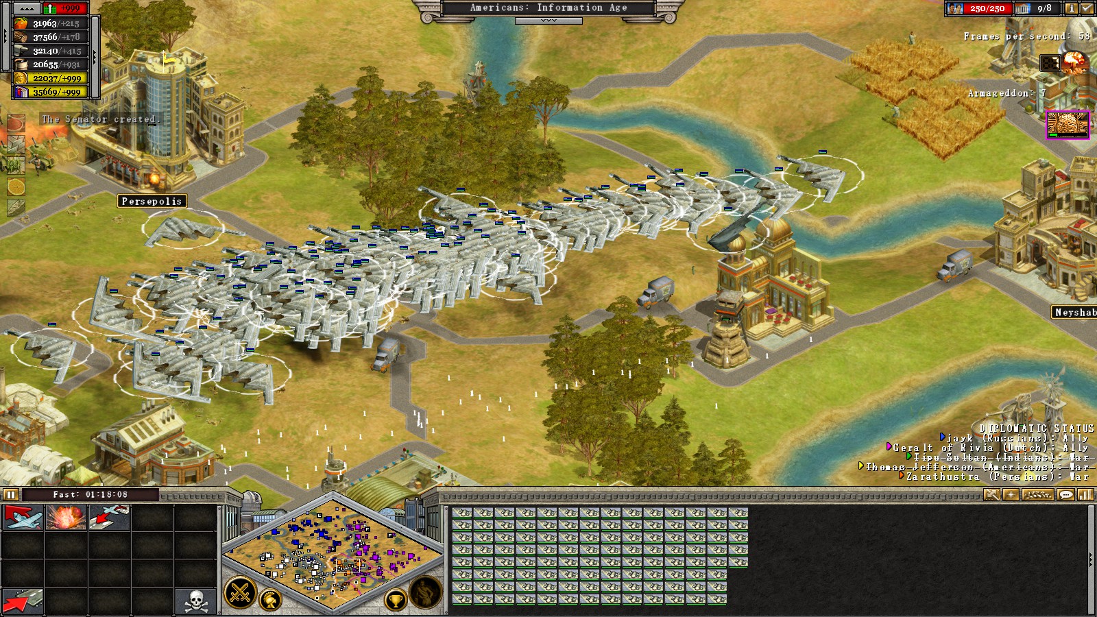 Большая армия возле города в Rise of Nations
