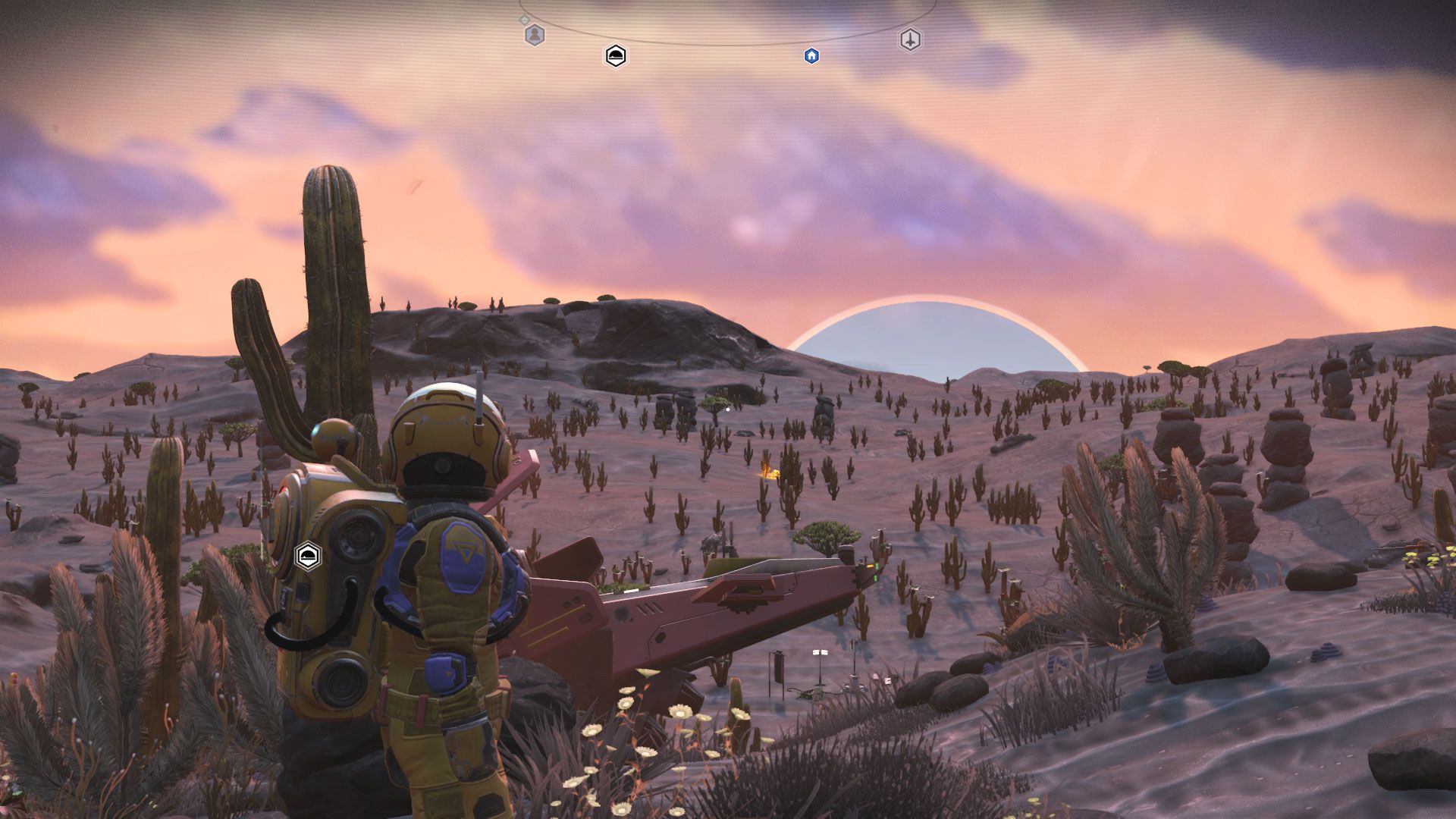 No Man's Sky — исследование пустынной инопланетной планеты рядом с космическим кораблём