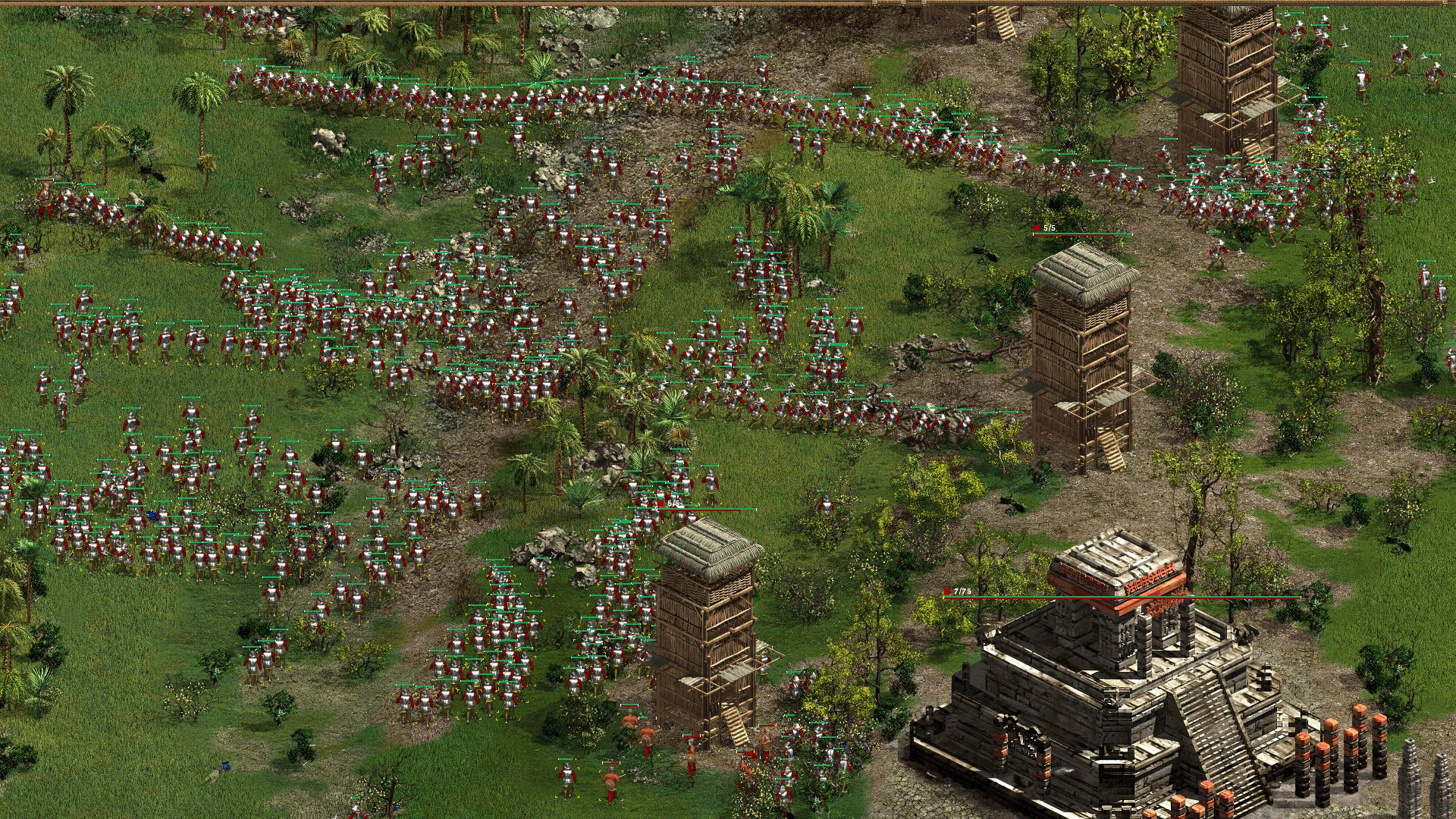 Массовое сражение возле поселения в American Conquest