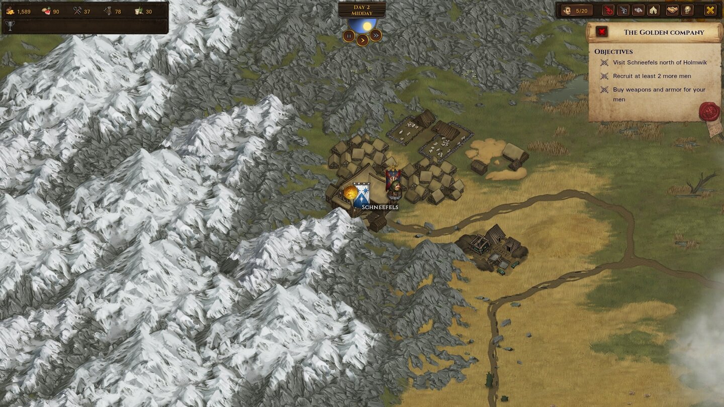 Путешествие компании наёмников по карте Battle Brothers