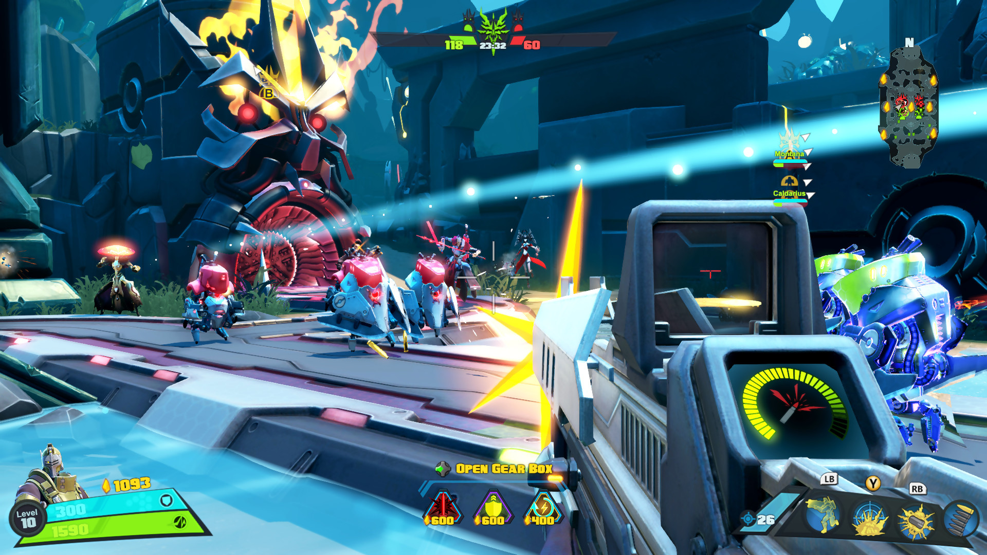 Геймплей Battleborn — стрельба из футуристического оружия по врагам