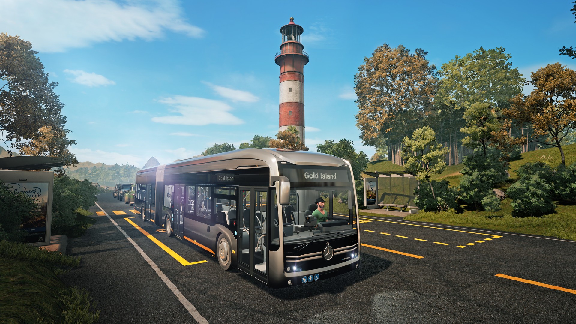 Пассажирский автобус останавливается у дороги в Bus Simulator 21 Next Stop