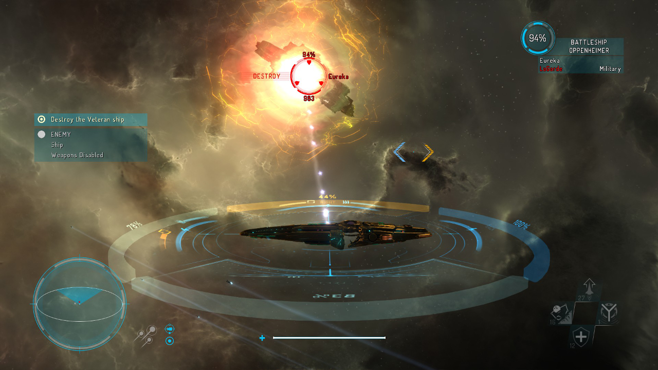 Атака вражеского линкора в Starpoint Gemini Warlords
