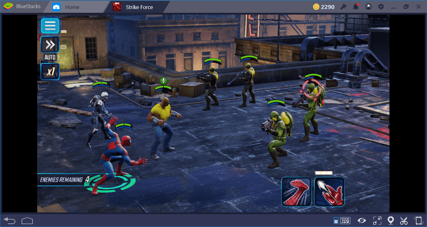 Команда супергероев в бою MARVEL Strike Force