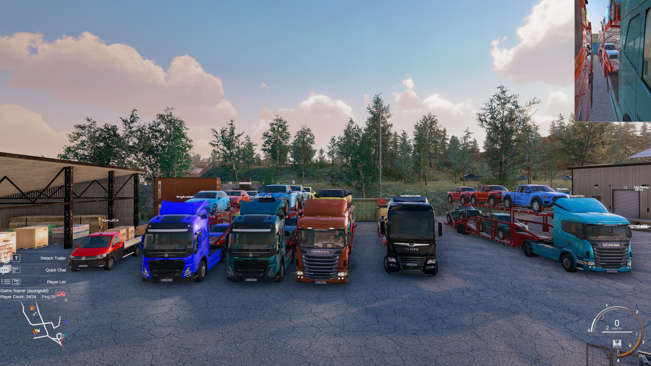 Грузовые автомобили на территории логистического центра в Truck and Logistics Simulator