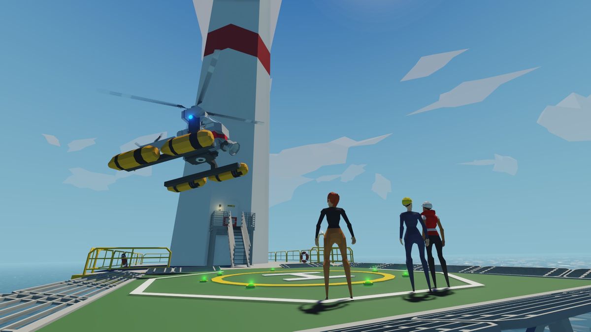 Вертолёт у морской платформы в Stormworks: Build and Rescue