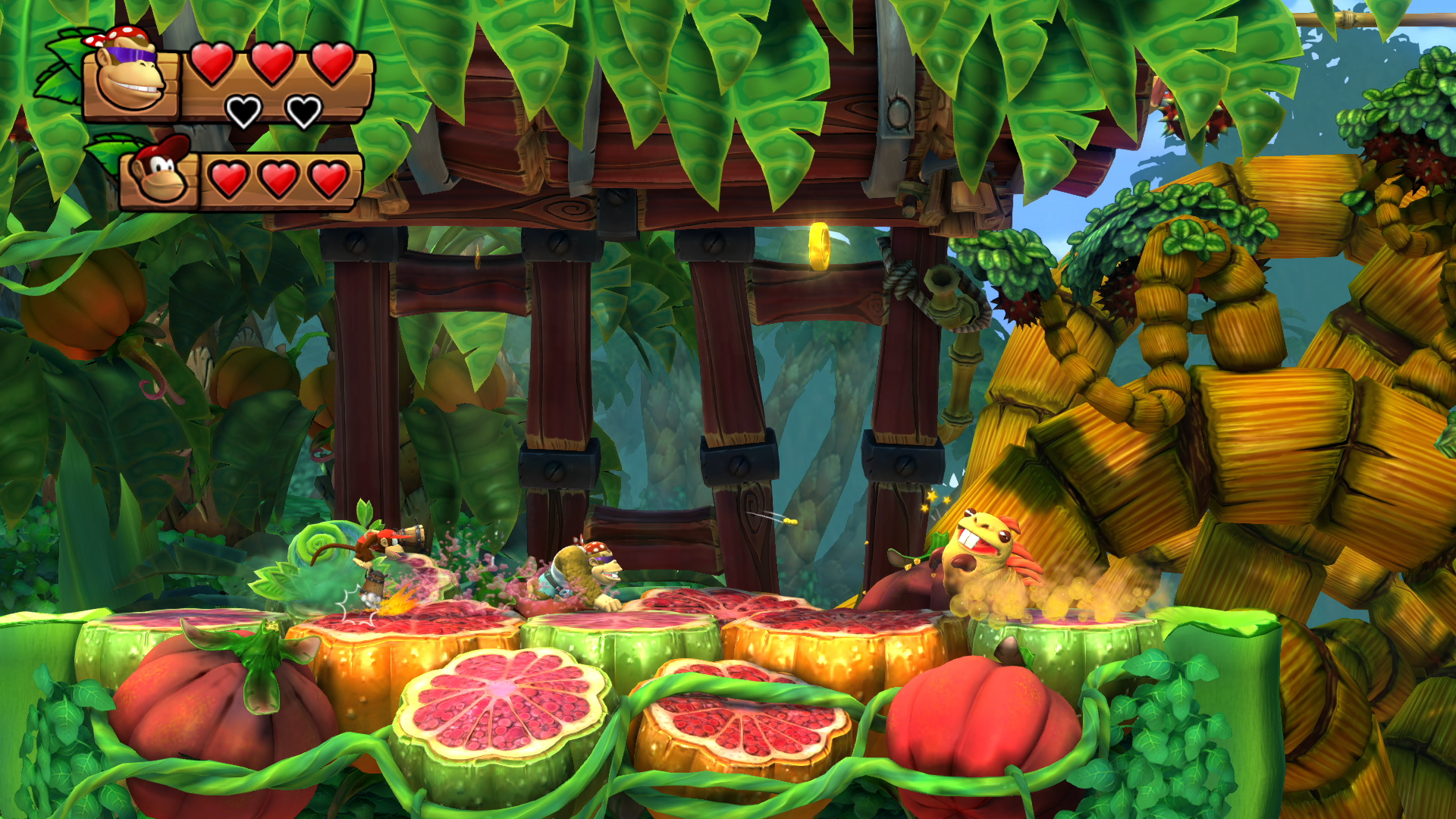 Геймплей Donkey Kong Country: Tropical Freeze в совместном режиме