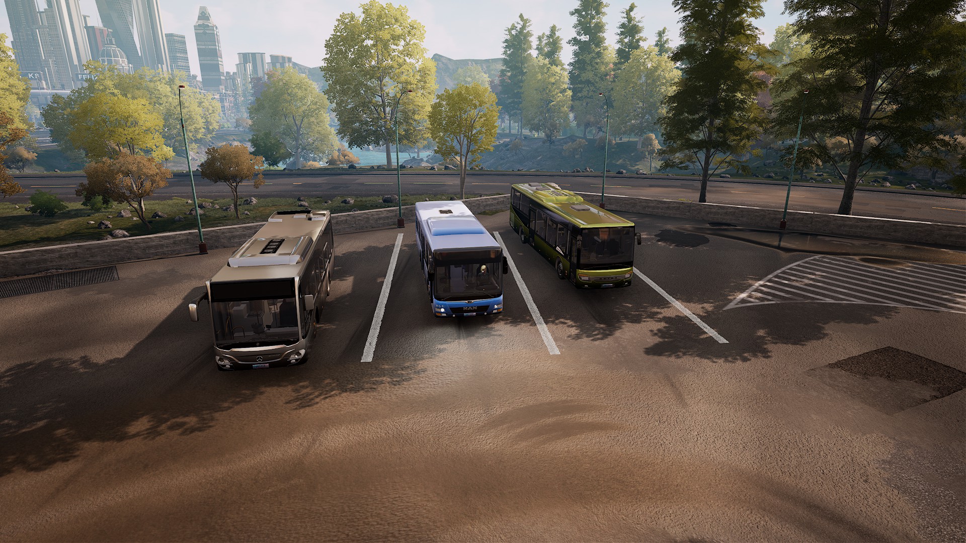Bus Simulator 21 — автобусы на городской транспортной площадке