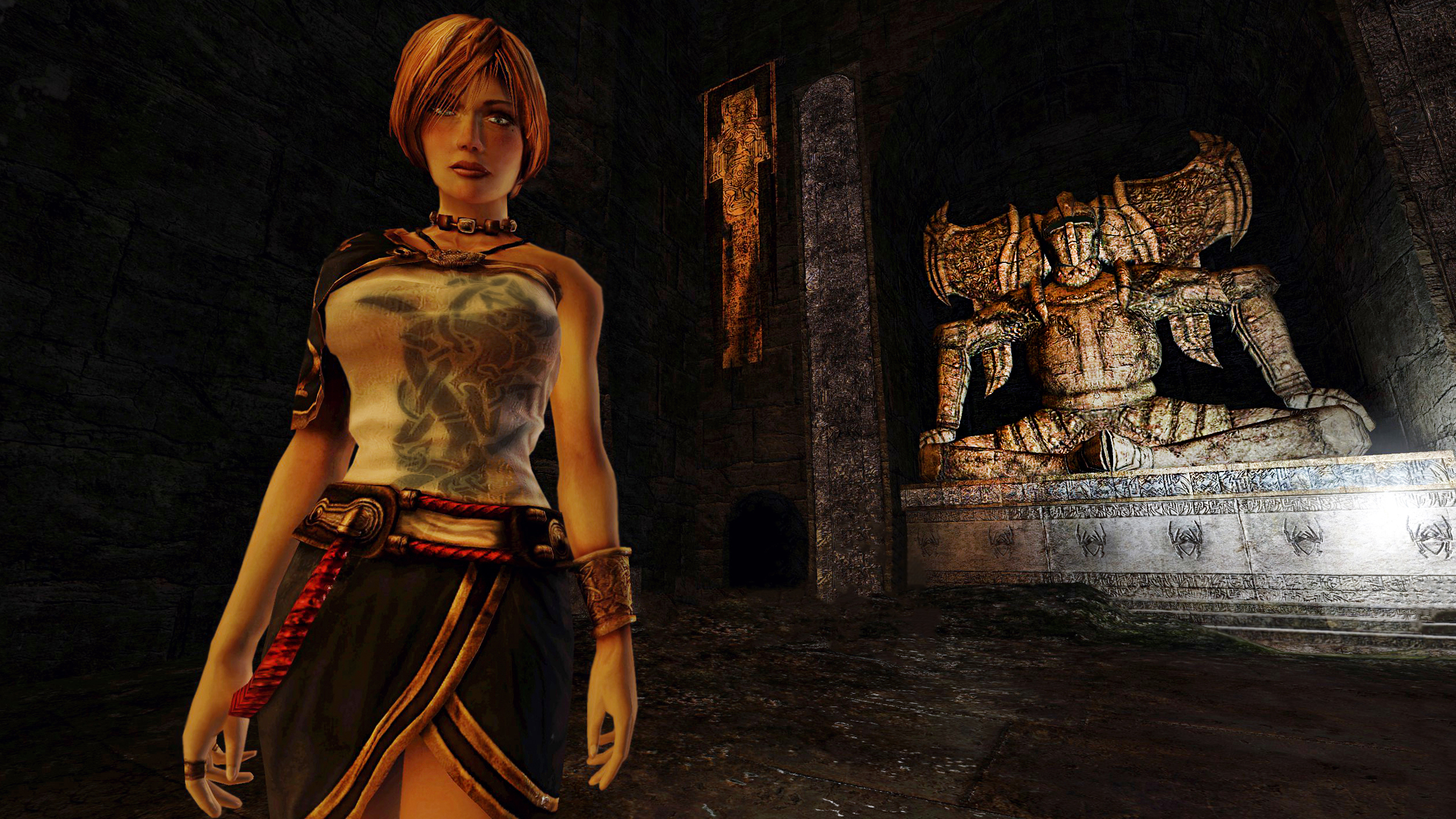 Геймплей Dark Messiah of Might and Magic: персонаж в древнем каменном помещении