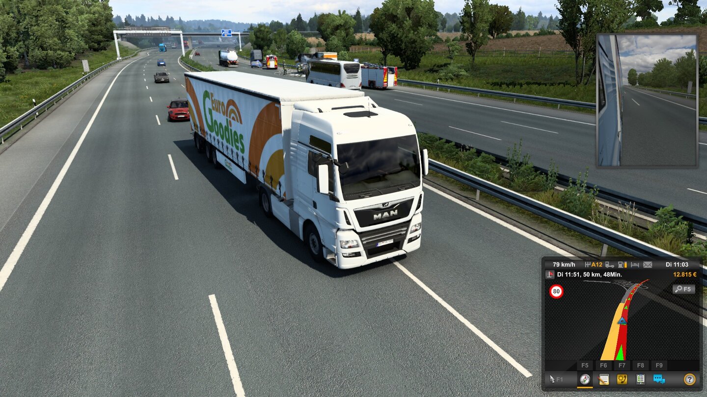 Геймплей Euro Truck Simulator 2: перевозка груза по автомагистрали