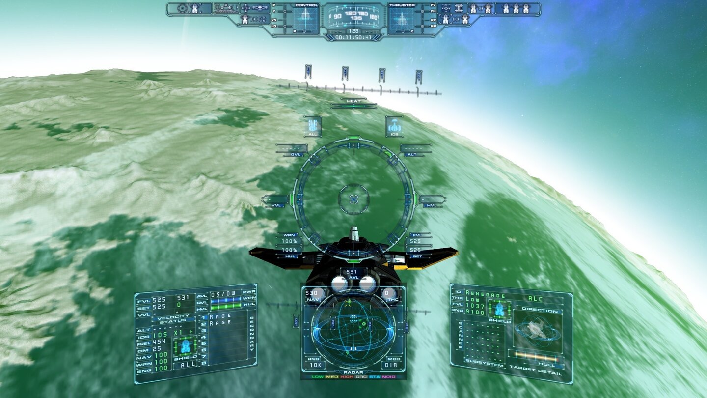 Полёт над поверхностью планеты в Evochron Legacy